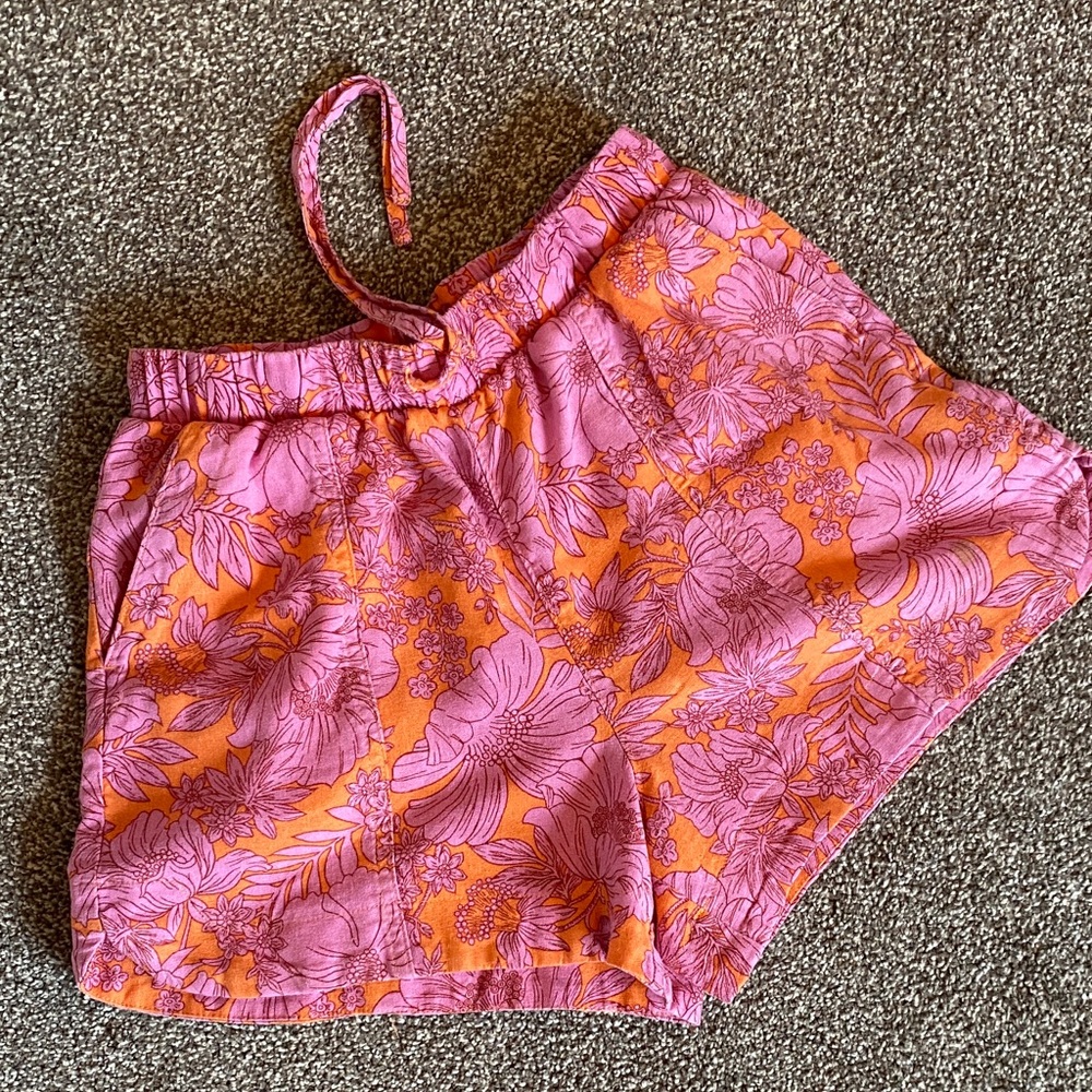 Universal Thread Pink & Orange Floral Drawstring Shorts XS